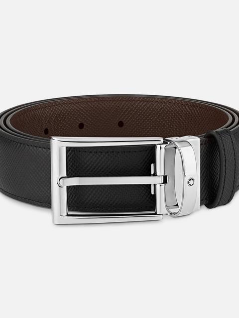 Black/brown 35 mm reversible leather belt