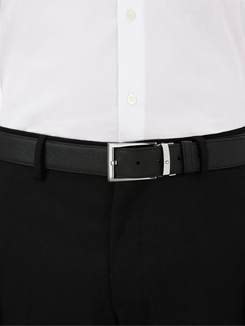 Black/brown 35 mm reversible leather belt