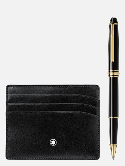 Gift Set with Meisterstück Gold line Classique Rollerball and pocket holder 6cc