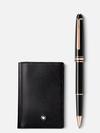 Set with Meisterstück rose gold-coated Classique rollerball and business card holder with gusset