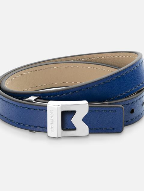 Bracelet Montblanc M logo Blue leather, Adjustable size