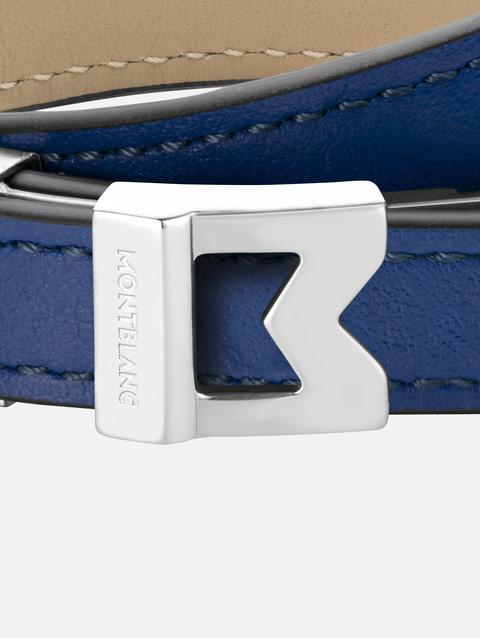 Bracelet Montblanc M logo Blue leather, Adjustable size