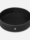 Round desk tray in black leather (Large)