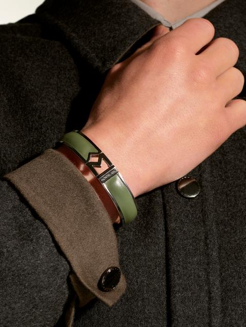 Bangle Steel Montblanc M logo Clay leather