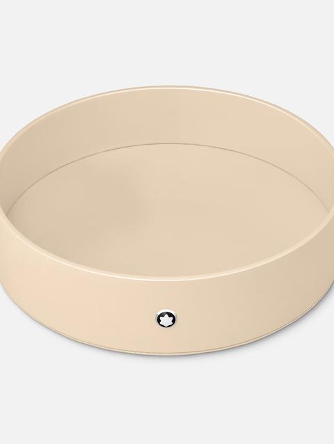 Round desk tray in ivory lacquer (Large)