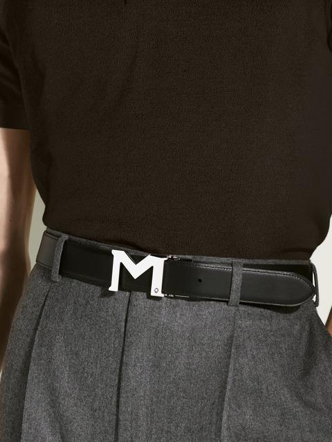 M buckle black 35 mm reversible leather belt