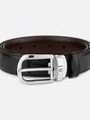 Horseshoe buckle black/brown 30 mm reversible leather belt